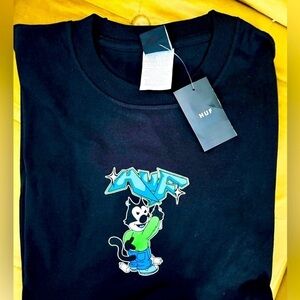 NWT, HUF Bad Cat Black T-Shirt, US Men’s Size XL